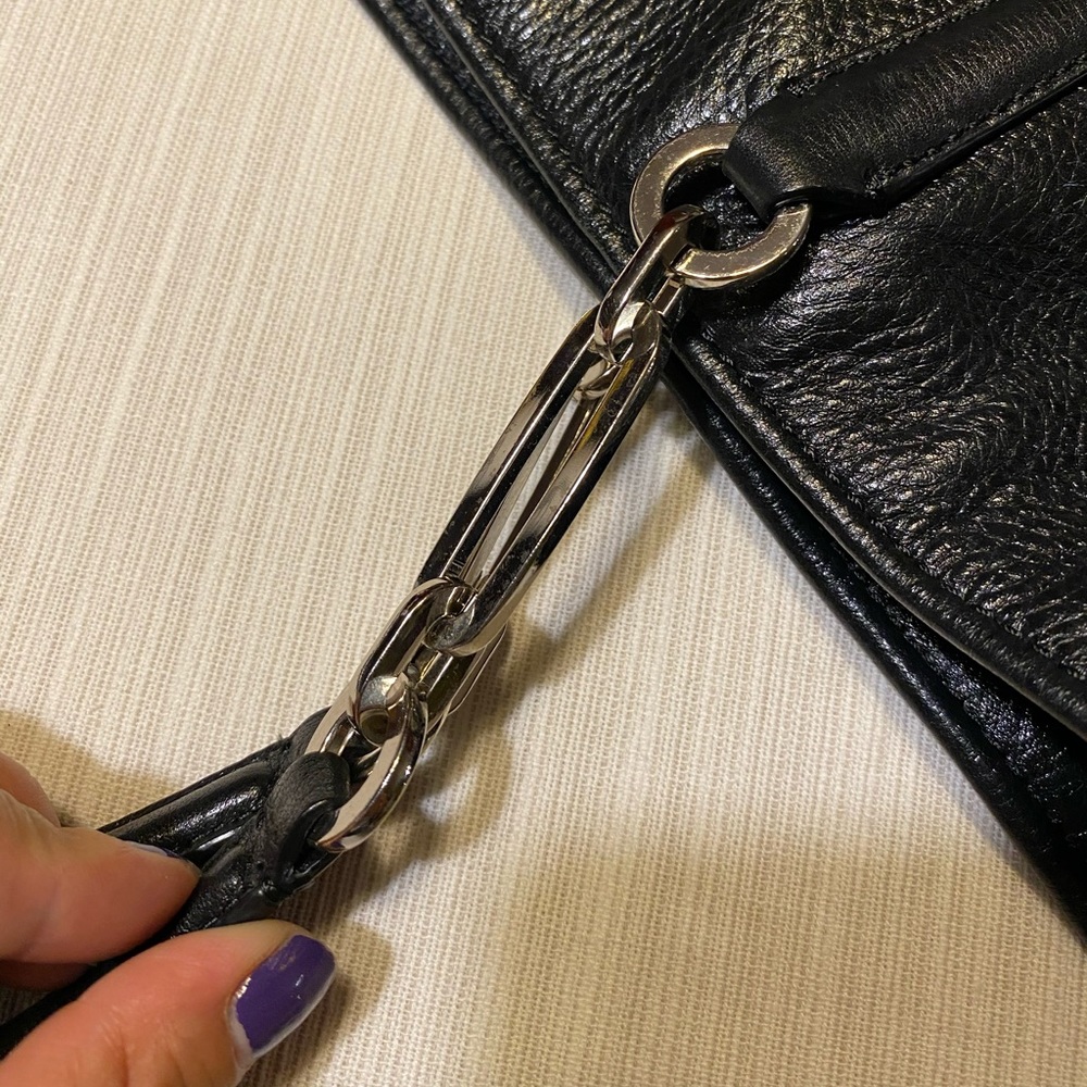 COACH Black Leather Shoulder Tote Bag Purse - Picture 8 of 11